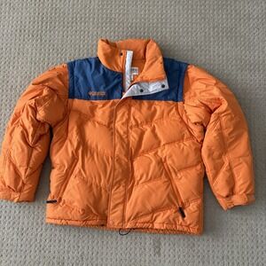 Vintage Columbia Down 650 Fill Convertible Puffer Vest Jacket Orange Men Large
